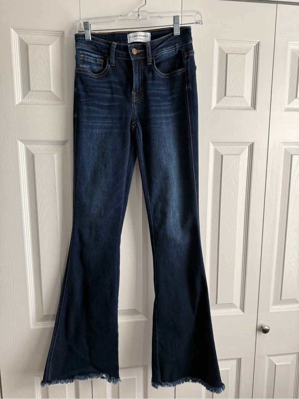 Flying Monkey Dark Indigo Flare Jeans with Raw Hem